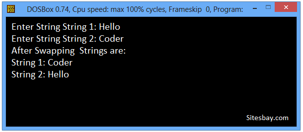 c++ program to swap two strings