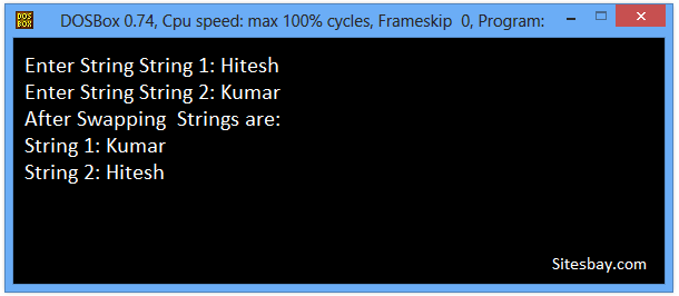 c++ program to swap two strings