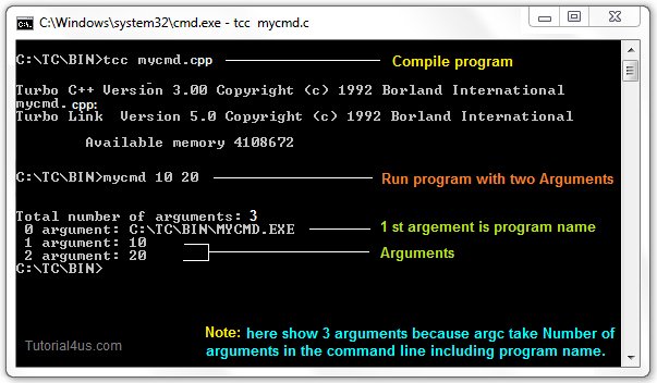 compile and run command line arguments program